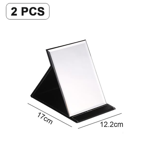 Vikbar resespegel, rektangulär, bärbar fickspegel, 17*12,2 cm, 2 st, röd svart black