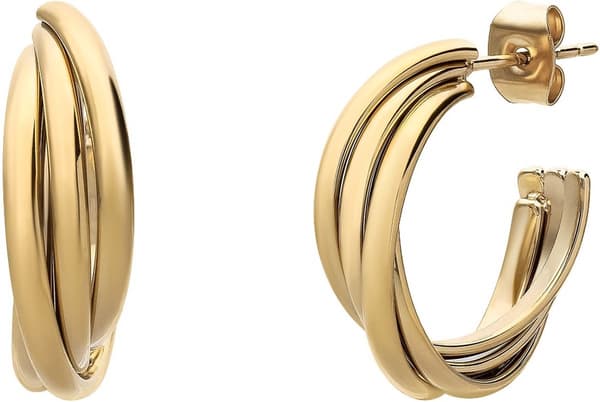 Gullbelagte Chunky Hoop Øredobber for Kvinner, Vanntette Vridde Bøyleøredobber i Rustfritt Stål, Trendy Statement Gave til Henne, Gull