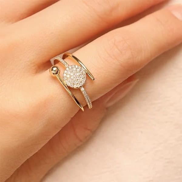 Justerbar åben ring til kvinder - Illusion Multi Circle Simuleret Diamant Cub Zirconia Mode Kostume Smykker Gave til Bal Fest