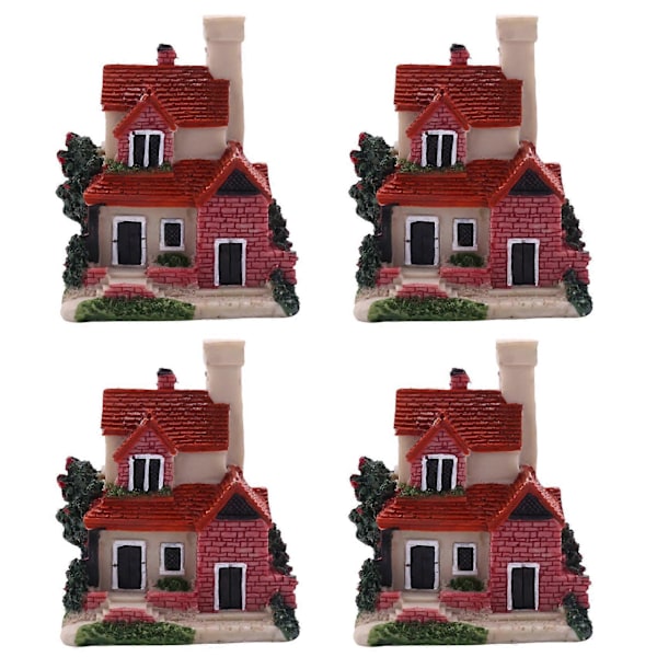 CASA 4X Sød Mini Resin Hus Miniature Hus Eventyrhave Landskab Hjemmehave Dekoration Resin Håndværk