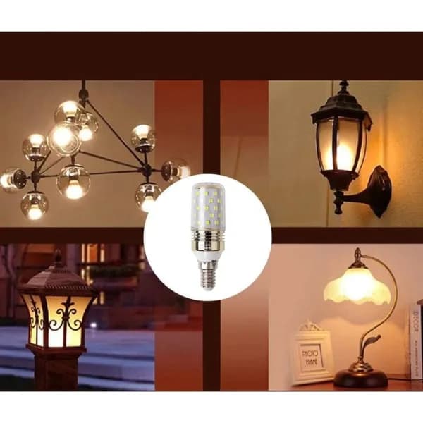 LED-majslampe E14 12W 1100LM, kold hvid 6000K (4-PAK)