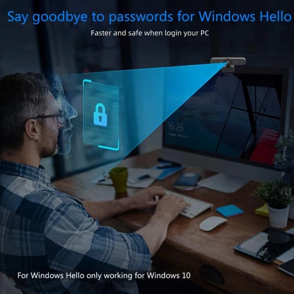 Avanceret Windows Hello ansigtsgenkendelse webkamera USB webkamera til opkald/konference PIN-login webkamera USB Windows Hello-kamera