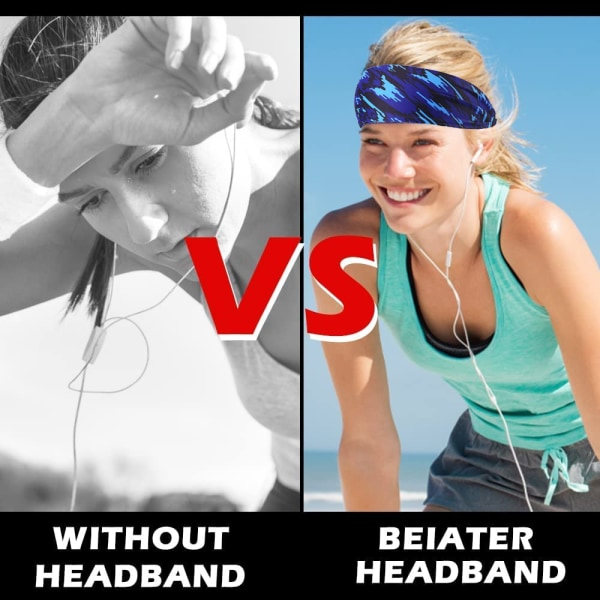 Sportpannband för män och kvinnor (5-pack), fuktavledande svettband, elastiska halkfria svettband, sportigt träningsmode, breda hårband