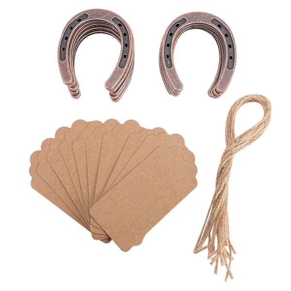 CASA 10 stk. Heldige Hestesko Bryllupsgaver med Kraft Tags Rustikke Hestesko Gaver til Vintage Bryllup