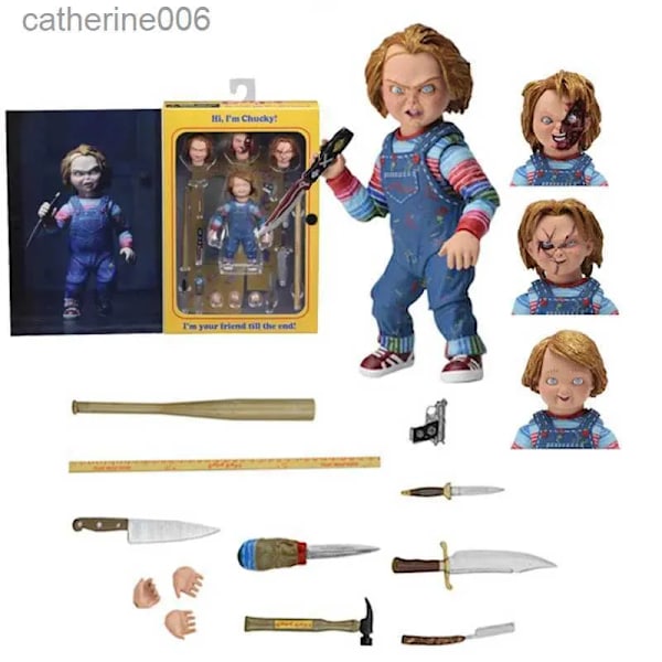 Andra Leksaker NECA Chucky Actionfigur Child's Play Good Guys Ultimate Variant Chucky Filmrollfigur Samlarobjekt Modell Leksak JulklappL231024.Ca