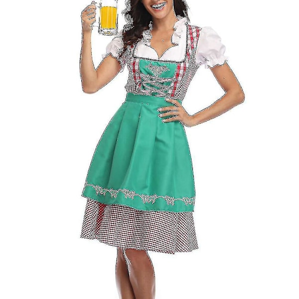 Naisten Oktoberfest-asu Aikuisten Dirndl Saksalaisen Perinteinen Baijerilainen Olutkarnevaali Fraulein Cosplay Pigan Mekko Asuste Vihreä XXL