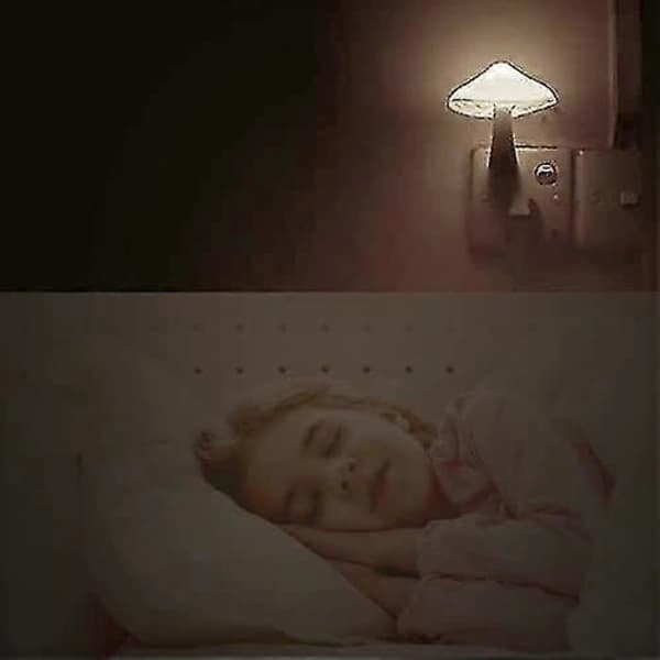 {ca}2-pakning Lyskontroll Sopp Dekorativ Nattlampe Plug-in Lyssensor Sengelampe Led-lys Bursdagsgave (gul)