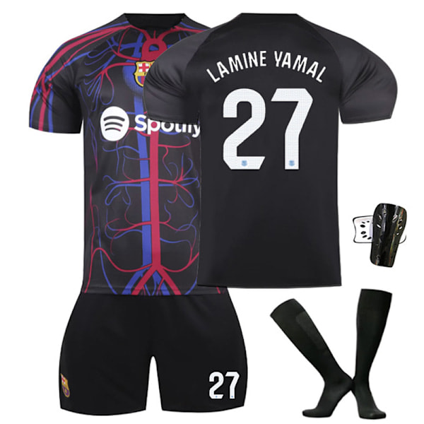 Barcelona LAMINE Yamal #27 Udebanetrøje, 23-24 FCB Joint Special Edition Sort Børn Voksen Fodboldtræningstrøje, Julegave, Fødselsdagsgave 22 N...