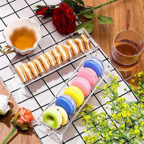 CASA Klar Kiks Serveringsbakke, Transparent Macaron Displaybakke, Rektangulær Kikseholder til Servering