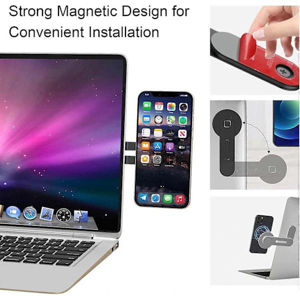 Magnetisk telefonholder til bærbar computer, MagSafe-tilbehør, foldbart og justerbart telefonbeslag til computerskærm til iPhone 13 Pro Max/13Pro/13