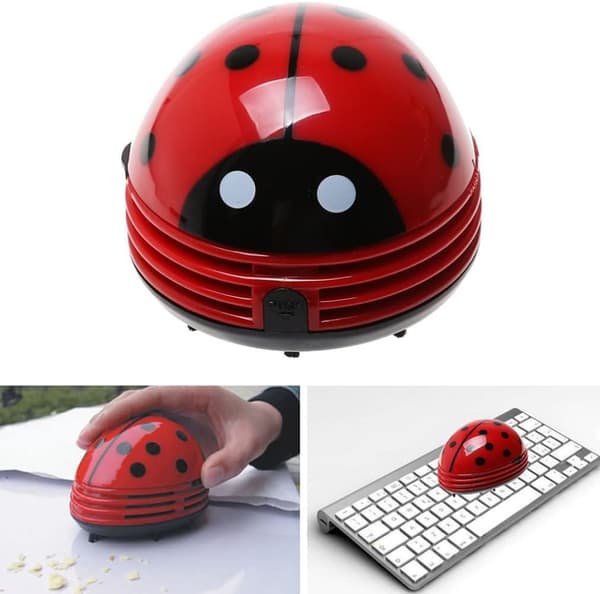 Mini Desktop Vacuum Cleaner, Ladybug Design, Home Office, Dust Collector, Table Vacuum Cleaner, Computer