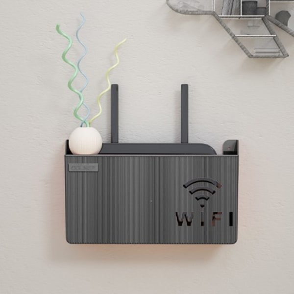 Trådløs Wifi Router Hylle Oppbevaringsboks Veggmontert ABS Organiz Hvit