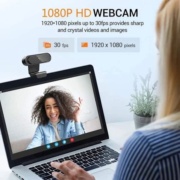 1080P Full HD Live Streaming Webcam med støjreducerende mikrofon og USB Plug and Play PC-webcam til video og optagelse