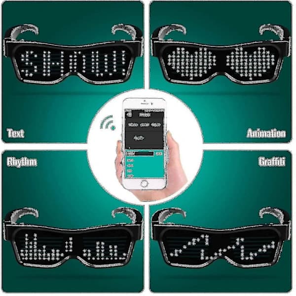 [CA] LED-briller Bluetooth App-tilsluttede LED-display Smartbriller DIY Funky Briller