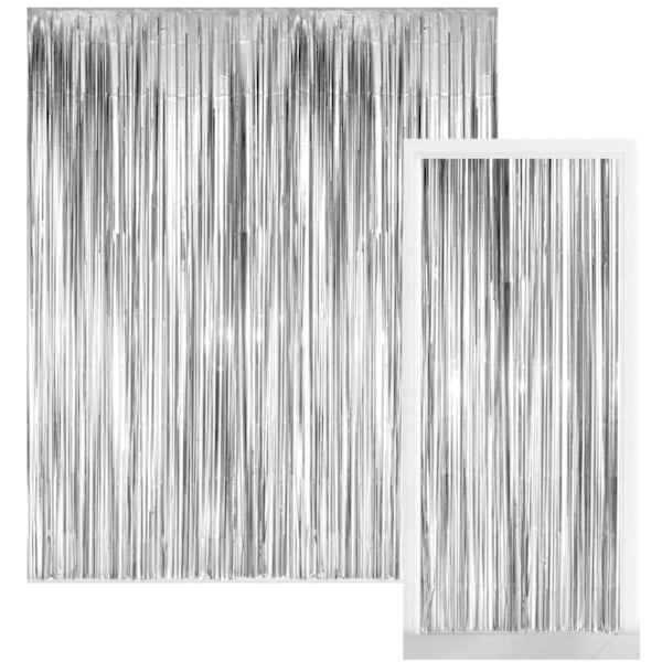 Glitteriverho 100x240 cm - Luo Juhlava Tunnelma Tällä Kimaltelevalla Koristeella Ovi-verho Glitter-verho Juhlaverho - Juhlat & Piirileikit Silver Silver