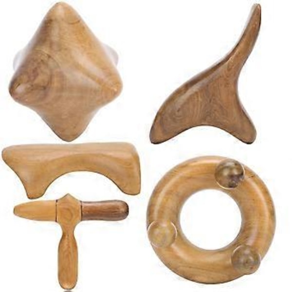 Gua Sha-massageverktyg i trä för huvud, axlar och kroppsskrapning - Doftande trädesign