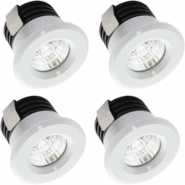 Sett med 4 Mini LED Innfelte Spotlights 3W Varmhvit for Vitrineskap