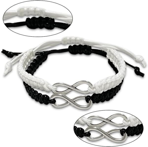 2 st Armband Infinity Flätat Handgjort Armband Rep Armring Stickning Handgjort Flätat Handrep Justerbart Armbandsrep
