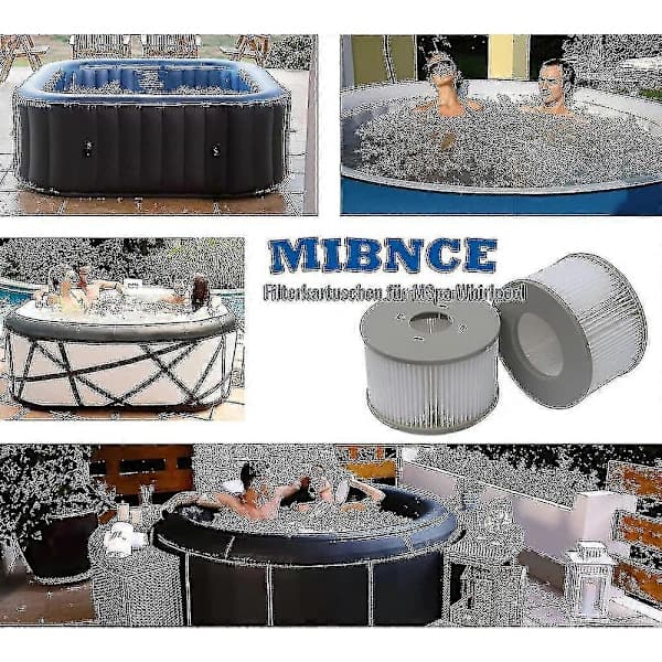 Pakke med 8 Erstatningsfilterpatroner til Mspa Oppustelig Pool, Jacuzzi