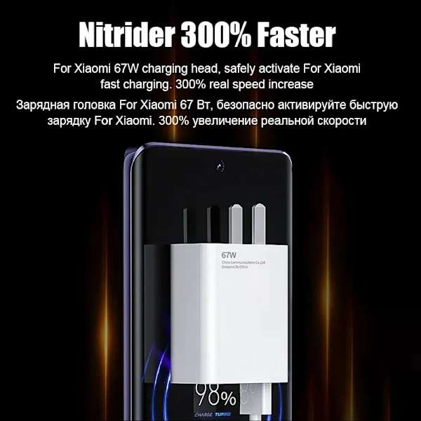 För Xiaomi Original 67W USB Supersnabbladdare Power Mi 12 11 6A Typ C Kabel POCO X5 X4 Pro Redmi Note 9 10 11 Laddning EU Laddare och Kabel EU Charger and Cable 1m