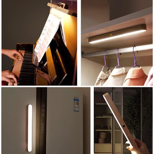 Vägglampa Trä LED Dimbar Med Touch-brytare Och Batteri Vägglampa Nattlampa 360° Roterbar Vägglampa För Sovrum Kök—ca