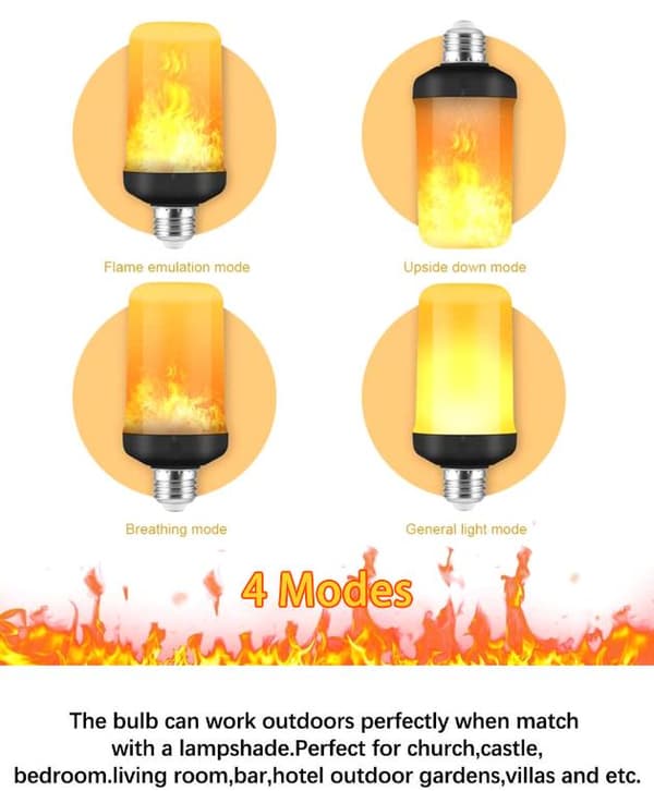 2-pack LED-flameffektlampor 5W simulerat flimrande ljus för Halloween hem bar trädgårdsdekor E27 gul