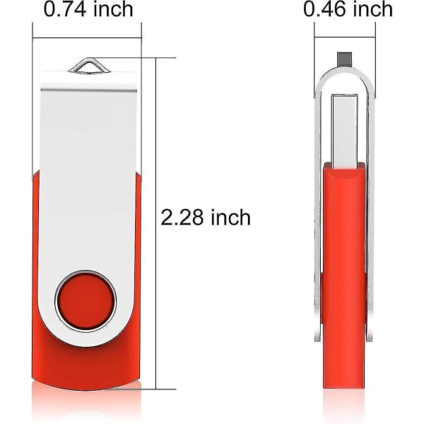 10-pak USB-nøgler USB 2.0 tommelfingerdrev Bulk-pak Drejelig Memory Stick Foldbar lagring Jump Drive Zip Drive 10 Pak Rød 16GB (ca.)