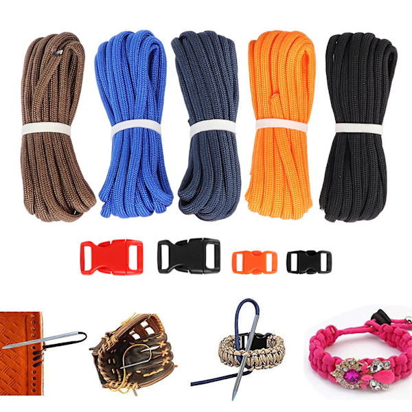 Nylon Paracord Snöre Rep Handgjort DIY Armbandsdekorationskit Med Plastspänne (Modell 2)