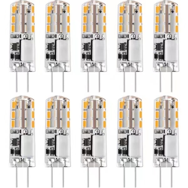 10x G4 LED-pærer 12V AC/DC Varm hvid 3000K 2W, dæmpbare