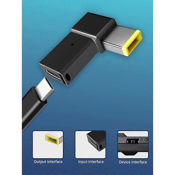 USB C til DC Slim Tip-adapter for Lenovo Thinkpads med 100W PD hurtiglading