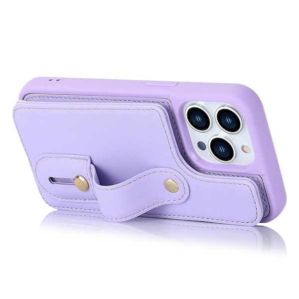 iPhone 12/12 Pro Korttikotelo Puhelinkotelo Ranneke Jalusta Pu Nahka+tpu Suojus Purple