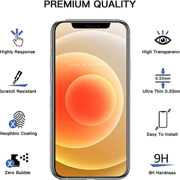 4 stk Anti-Riper Beskyttelsesglass for iPhone 14 15 Plus 12 13 Mini Skjermbeskytter for iPhone 15 14 11 12 13 Pro Xr Xs Max for iPhone 12 Pro For iPhone 12 Pro 4 Piece