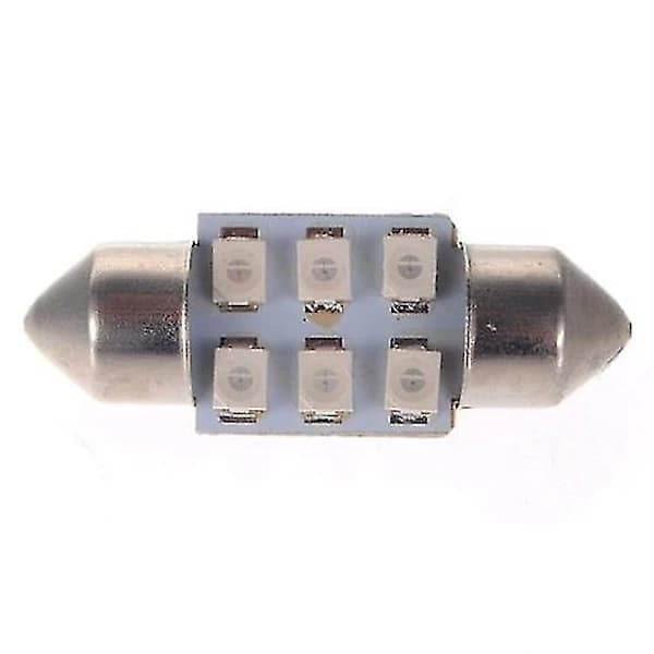 [CA] 2x C5w Led 6 Smd 31mm Pære Loft Dome Lys, Blå 12v Dc