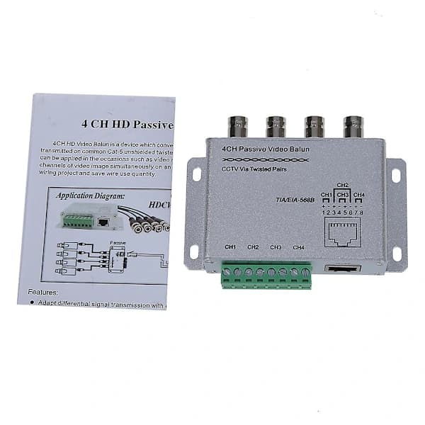 UTP 4-kanals Passiv Video Balun Sender/Mottaker