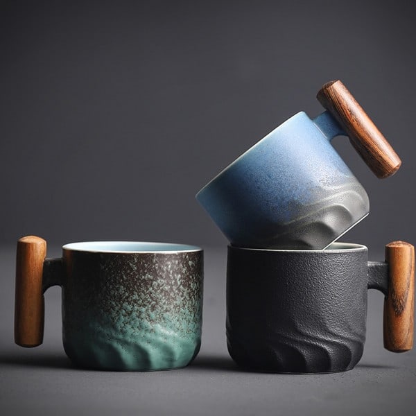 Trekopp med håndtak, keramisk kaffekopp, kaffepillekopp, keramisk tekopp, liten keramisk kaffekopp eller tekopp med 70 ml.（CA)