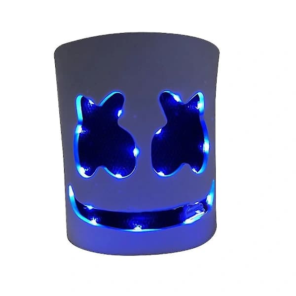 LED Marshmello Maske DJ Cosplay Hjelm Kostymefest Tilbehør Lyser Opp