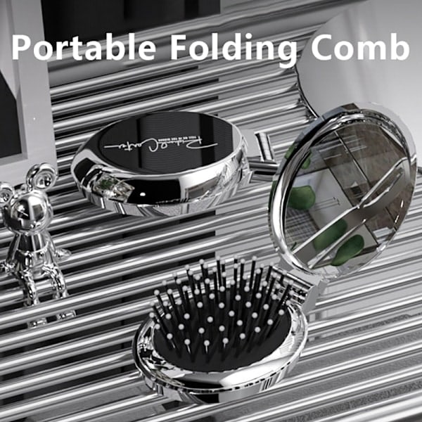 Folding Travel Hair Comb with Mirror Compact Pocket Size