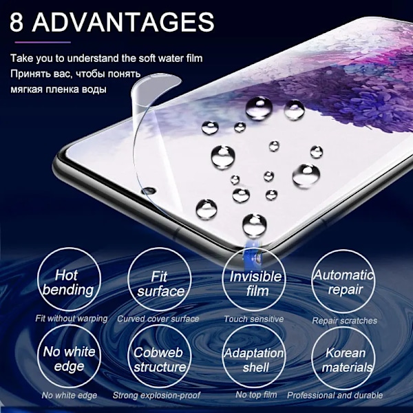 4 stk Hydrogel Film for Samsung Galaxy S23 S20 S21 S22 S24 Plus Ultra FE Note 9 20 10 Plus A52S A53 A51 A50 A21S Skjermbeskytter S22 S22 Hydrogel Film