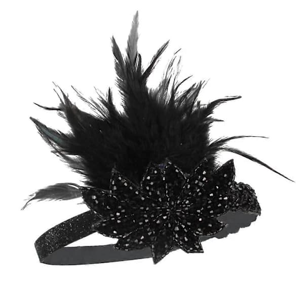 Retro 20'er Flapper Roaring Fjer Hårbånd Elastiske Håraccessories