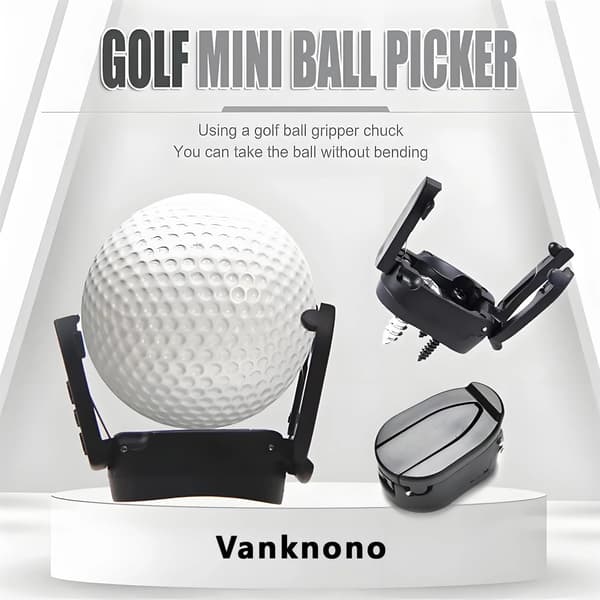 6 stk. golfboldopsamler, foldbar gribeklo til puttergreb, golfspillere, sort