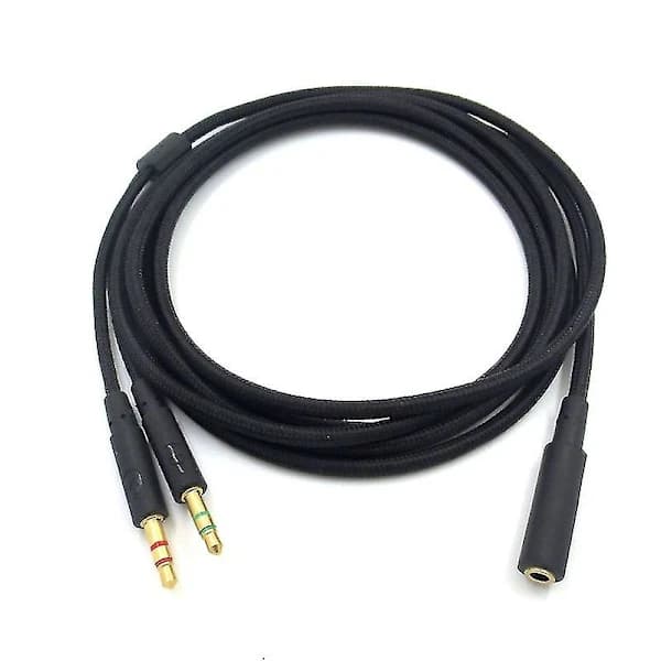 3,5 mm Universell 2-i-1 Gaming Headset o- Forlengelseskabel for HyperX Cloud II/Alpha-/Cloud Flight/C