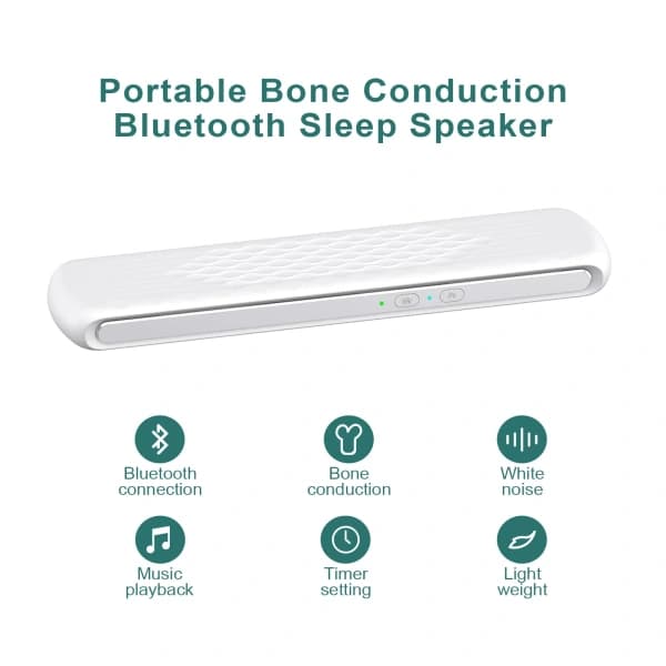 Benledning Puttehøyttaler Bluetooth Søvnhøyttaler Med Hvit Støy Timer for Sidesovere og Søvnløshet Hvit White
