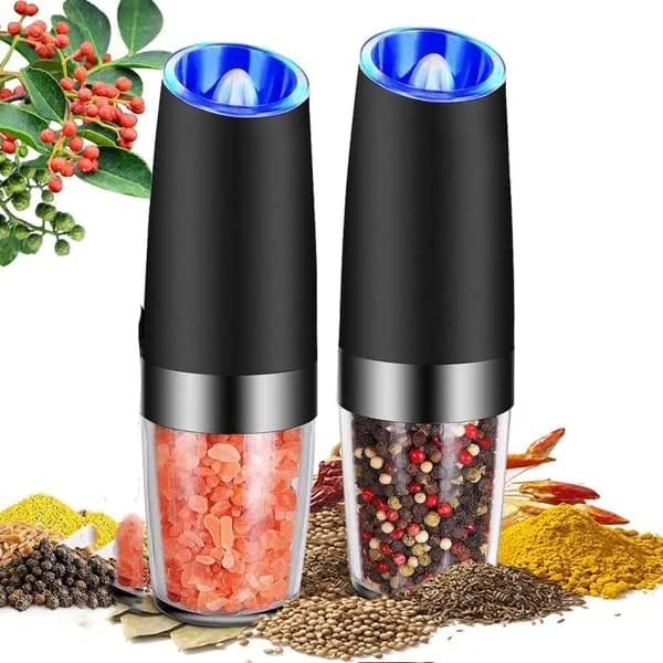 2 Electric Salt and Pepper Grinders with LED Light