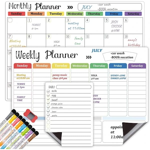 [CA] Magnetisk whiteboard kalender til køleskab - Månedlig, ugentlig og daglig planlægger
