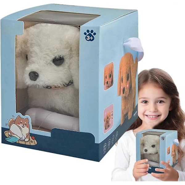 Interactive Robot Puppy Toy, Mini, Walks and Barks, Soft and Cute