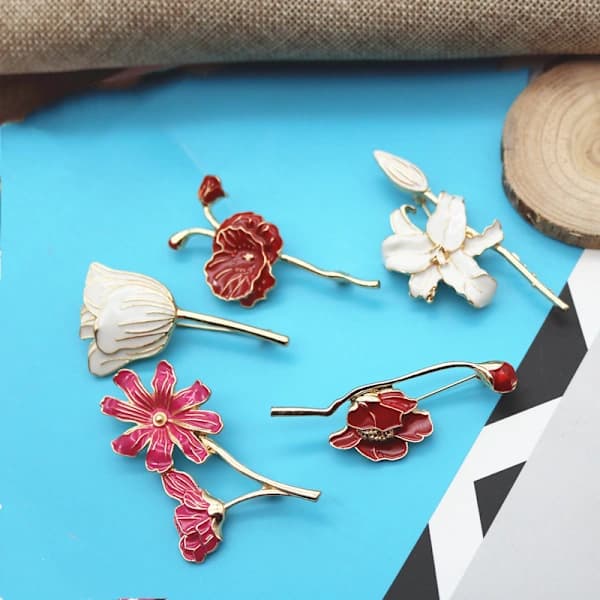 5 st Eleganta Blomsterbroscher Kläder Brosch Legering Corsage Mode Smycken