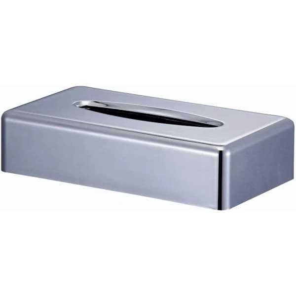 Rektangulær Kleenex Serviettbeholder Flat Serviettdispenser for Baderomsbenker (Krom Sølv)