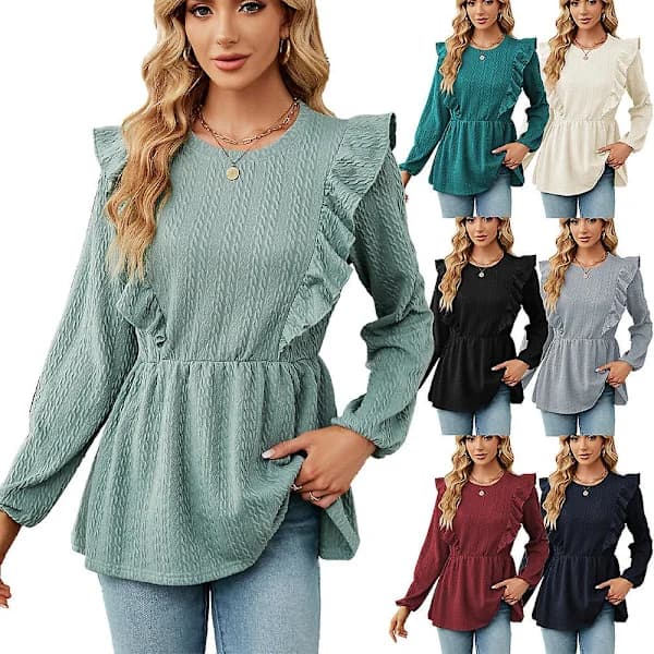 Dame Patchwork Rundhalset Langærmet T-shirt Top Sort Xxl