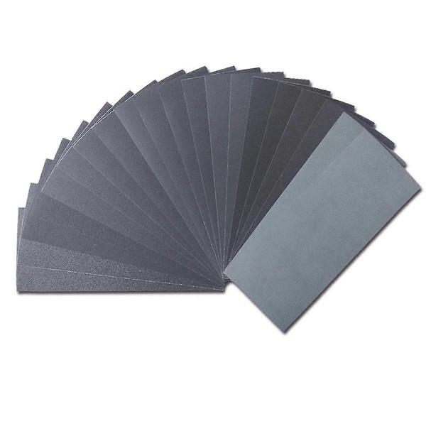 CASA Sandpapir Pakke, 20 STK Assorteret Sandpapir til Træ Metal Slibning, Våd Tør Sandpapir Ark, 9 x 3.