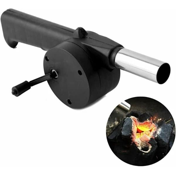 BBQ Håndsvingventilator Plast og Metal Kulildstarter til Grill Picnic Camping Sort 26,5 cm